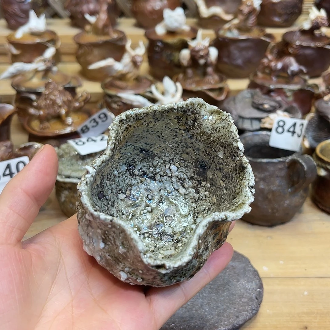 杯柴烧石头手捏公道杯特价