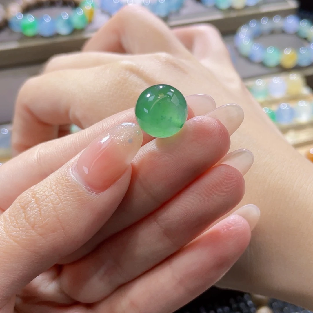 翡翠未镶嵌手链卡13冷浓绿