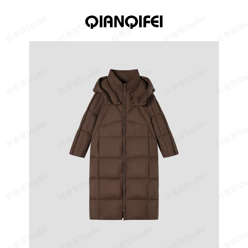 2025冬季泡芙款90白鹅绒服百搭休闲女装长款羽绒服连帽 TK5133