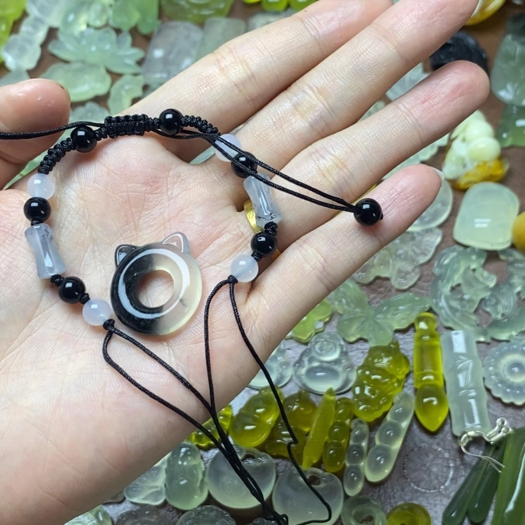 蛇纹石玉合金颈饰