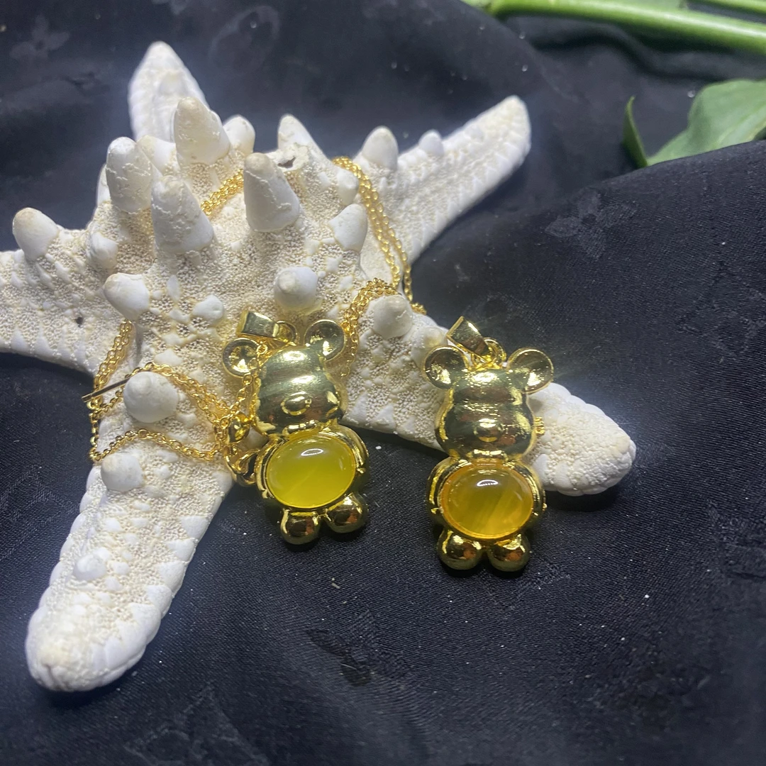 【玉合缘】天然黄玛瑙暴力小熊吊坠-多样性发一 5150