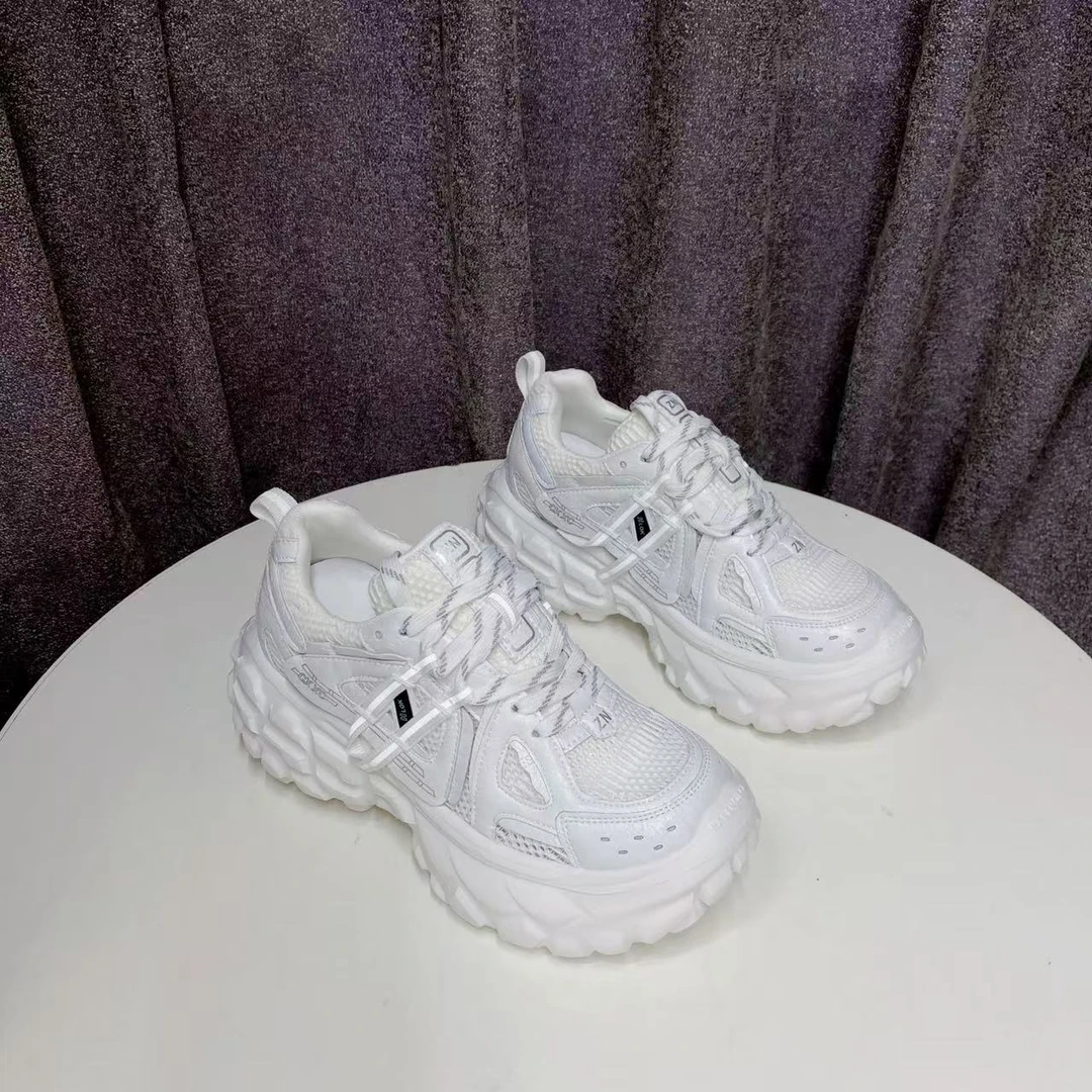 C8765 白色  时尚圆头系带休闲运动鞋女士老爹鞋