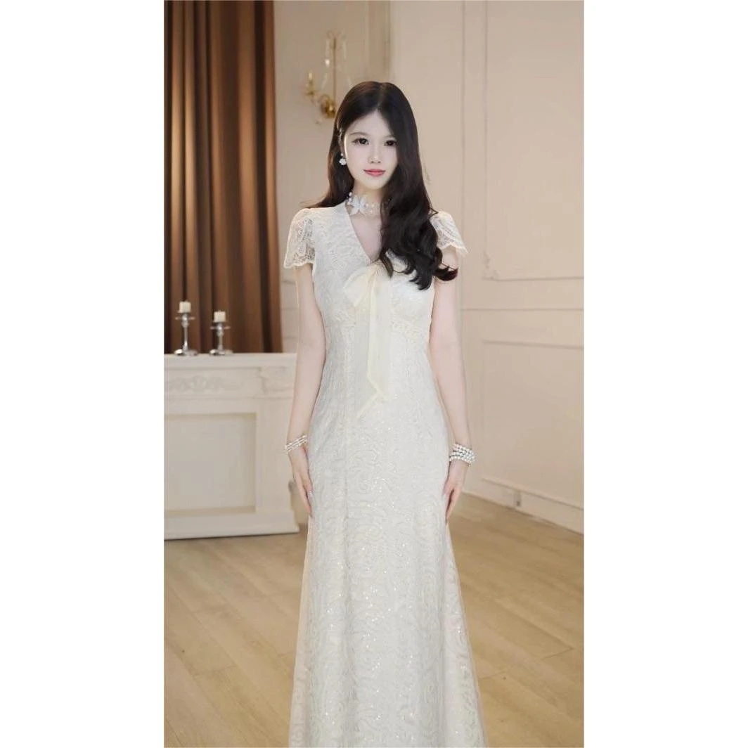 【芊芊】白昼礼颂春季新款高级法式气质显瘦鱼尾连衣裙-YL70023