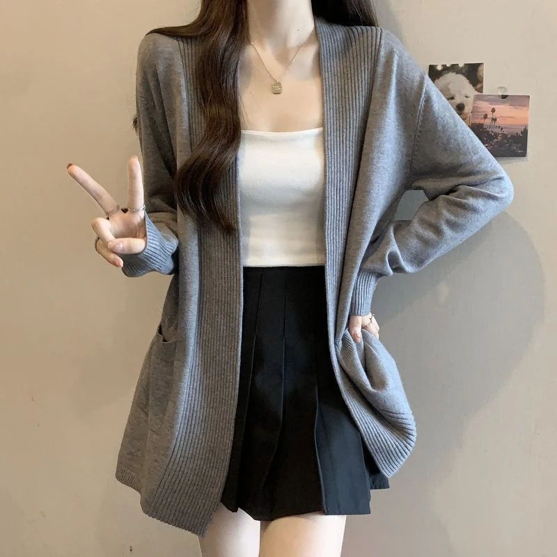 针织开衫毛衣女早秋新款大码胖显瘦宽松法式新品感外套披肩上衣