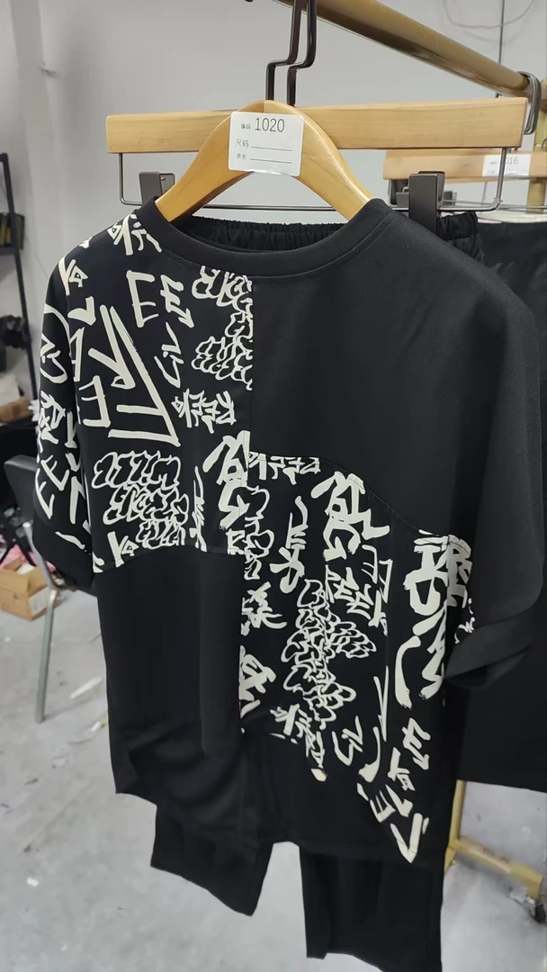 1020-简约t恤潮流运动九分裤百搭中老年女装薄款夏季圆领