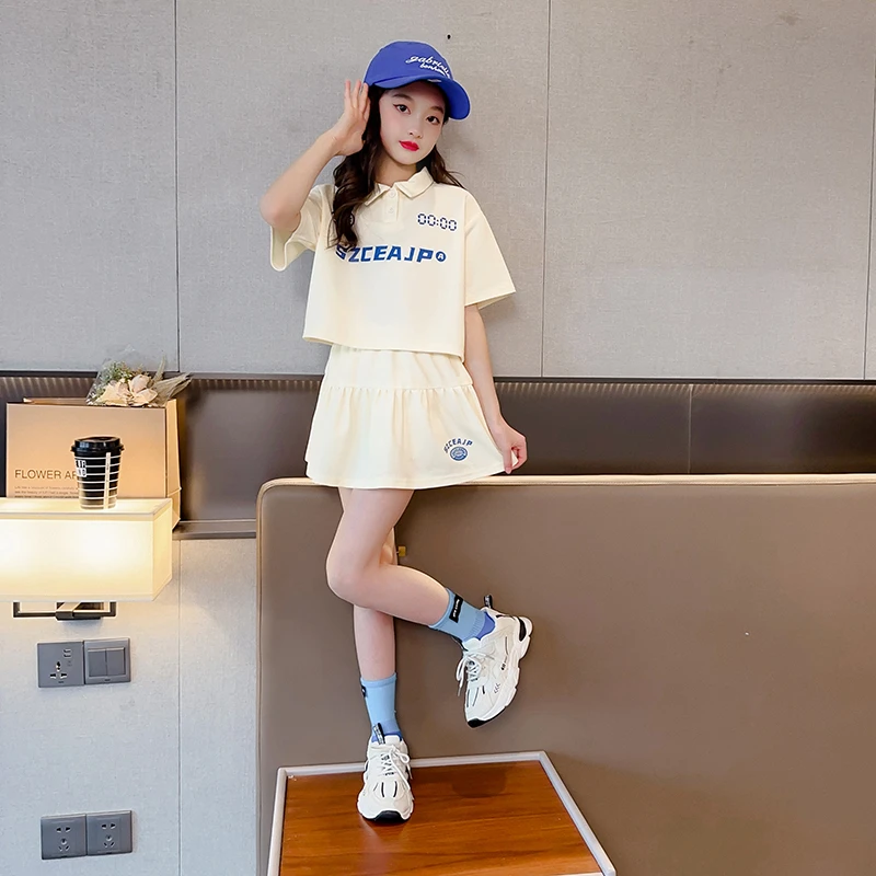 英国MK&DK儿童polo衫短袖夏季套装2025新款洋气女童短裙童装