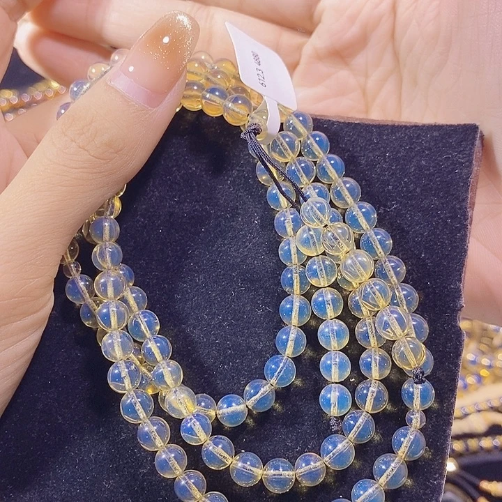 蓝珀未镶嵌珠宝奇石墨西哥蓝珀佛珠6