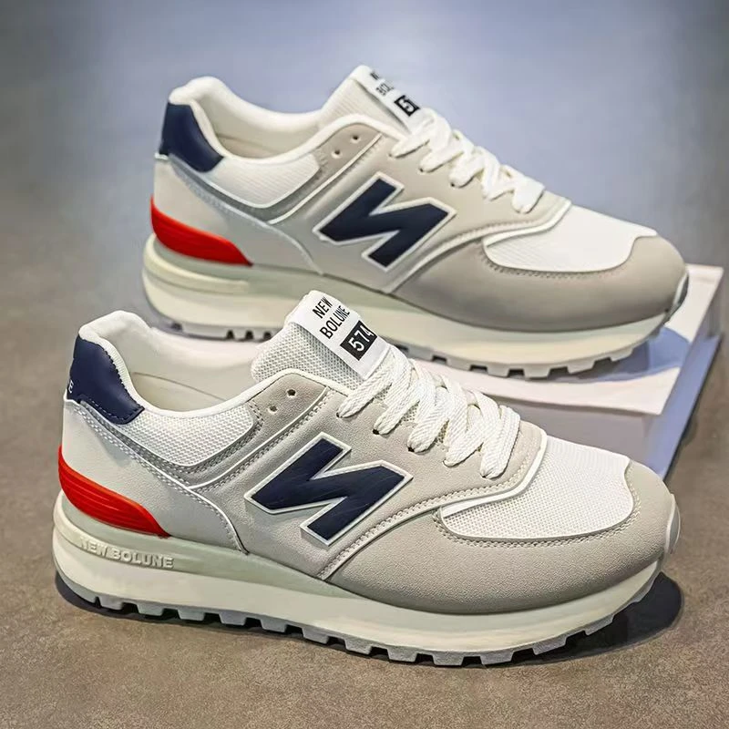 【官方专卖】新百伦【经典慢跑系列】N情侣男女鞋米灰兰透气跑鞋潮