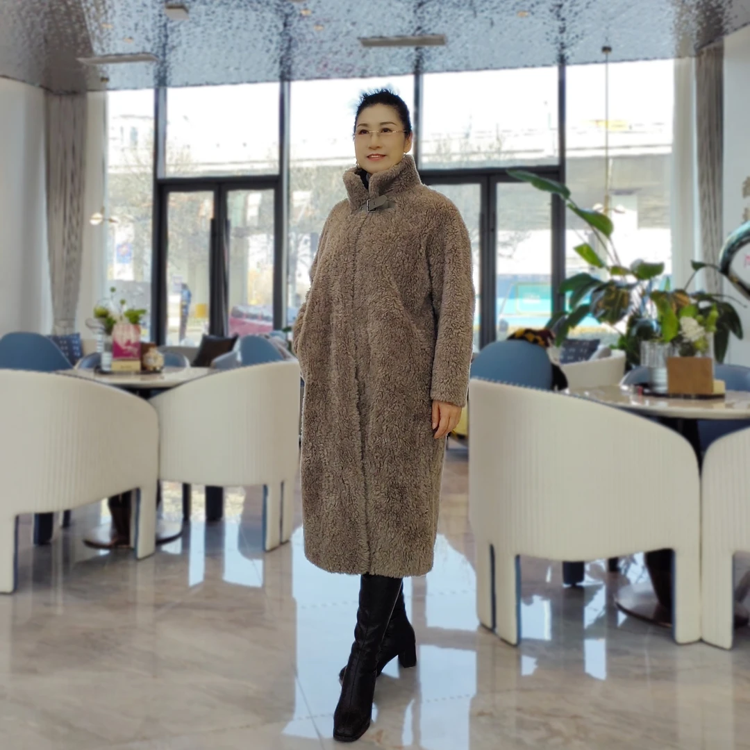 《大君姐精选》气质高雅百搭宽松羊羔毛长外套