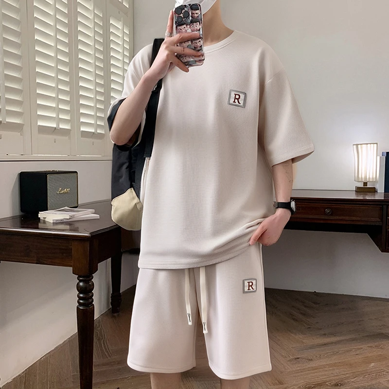 青少年潮宽松短袖短裤两件套男士休闲运动套装夏季速干透气一整套