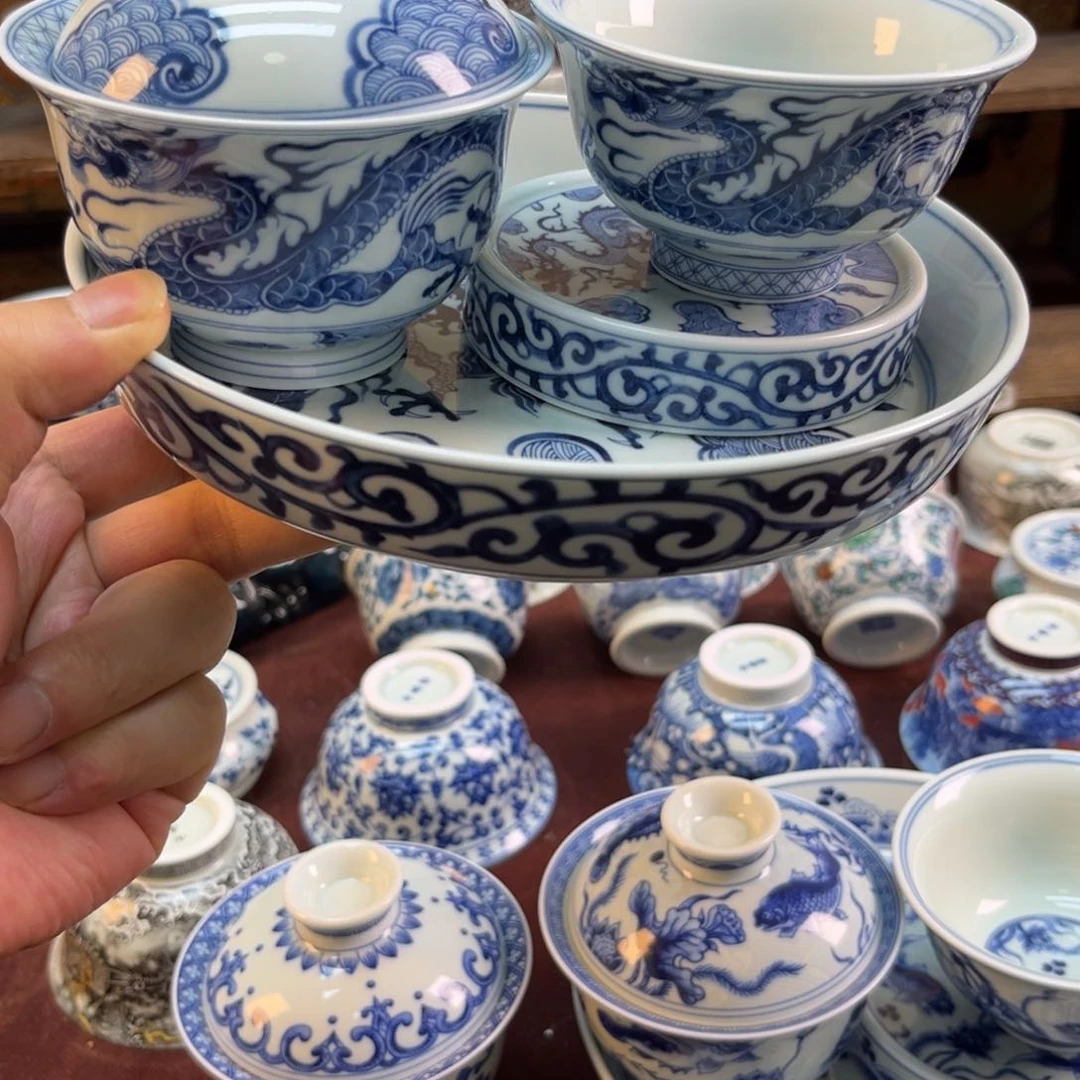 牧*元青花穿云龙4件套