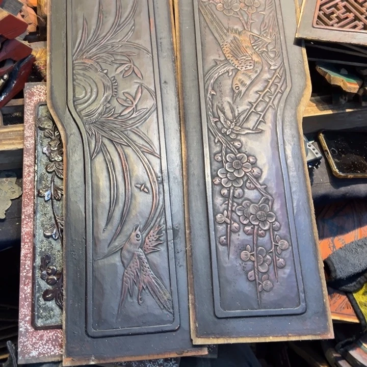 强***香榧木老木雕花板艺术