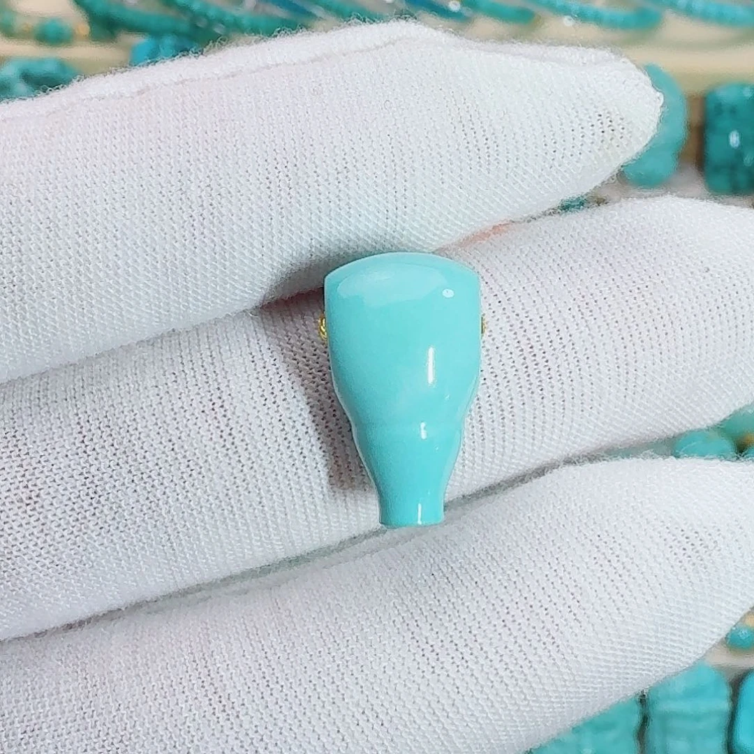 绿松石未镶嵌珠宝奇石天空蓝三通