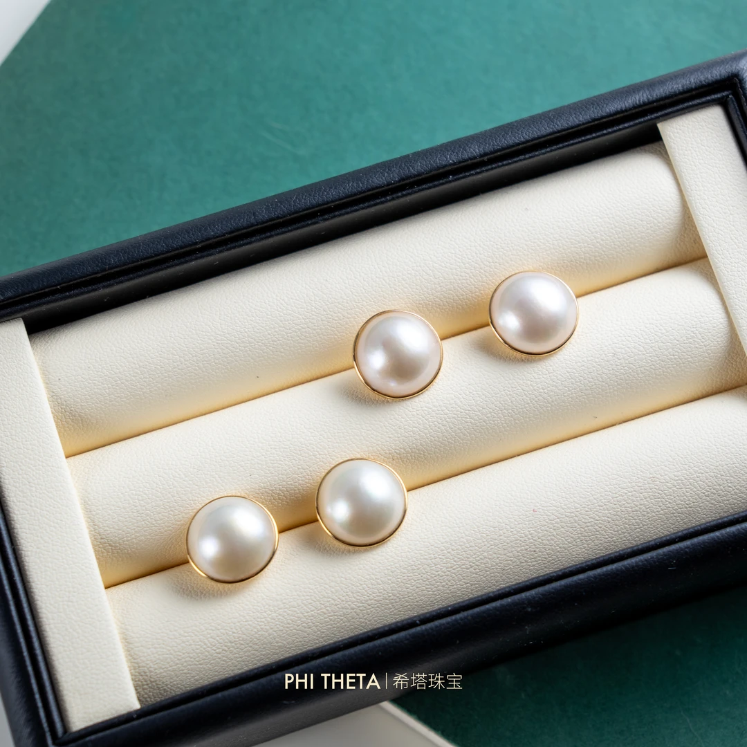 【肯叔严选】海水马贝 高端马贝珍珠18K金耳钉11-12mm多样性发一