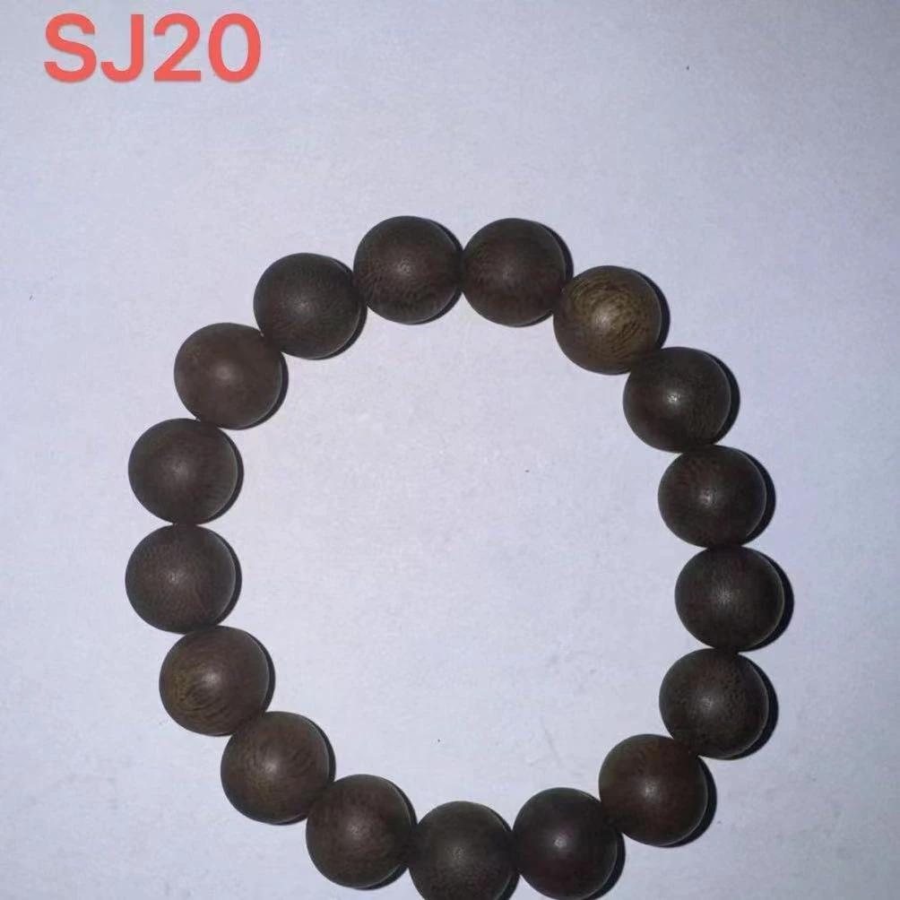 越南沉香木串单圈手串sj20号加平安扣gc41