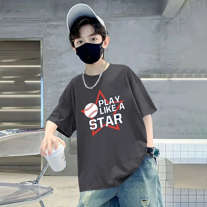 【100%纯棉】儿童T恤短袖外贸品质2025夏款半袖中大男童夏季上衣潮T