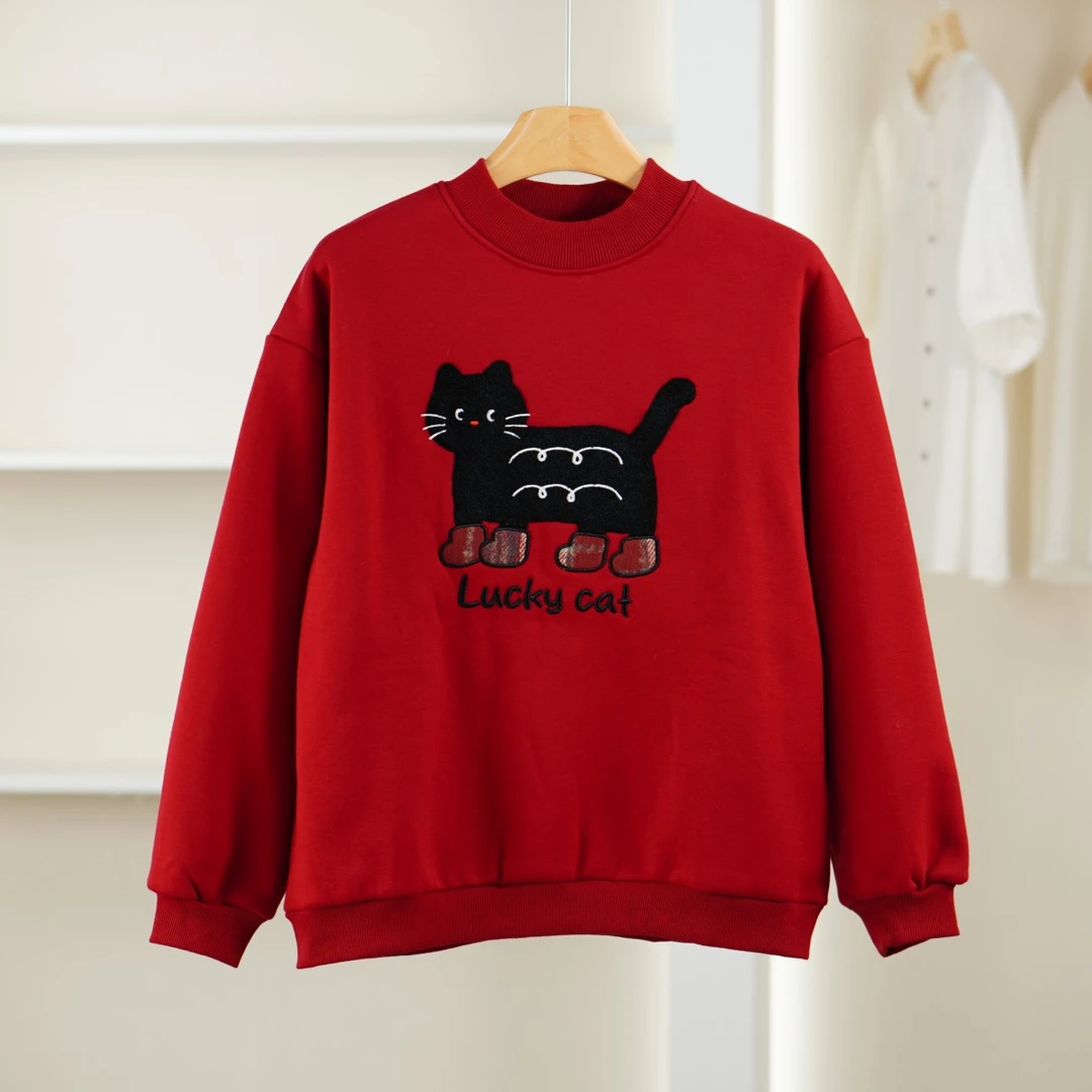麦迪尚品 一路童行【植】31129600 秋季时尚套头圆领猫咪卫衣童装