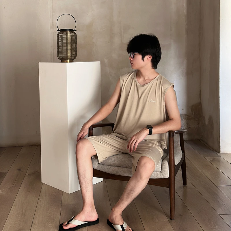 【凉感】莫代尔背心男士睡衣夏季薄款宽松大码休闲可外穿冰丝家居服