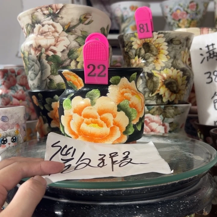 景德镇手绘花盆满38包邮偏远地区除外