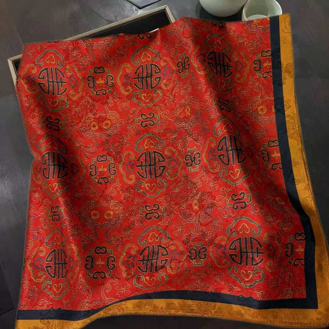 香云纱万寿图90/90方巾