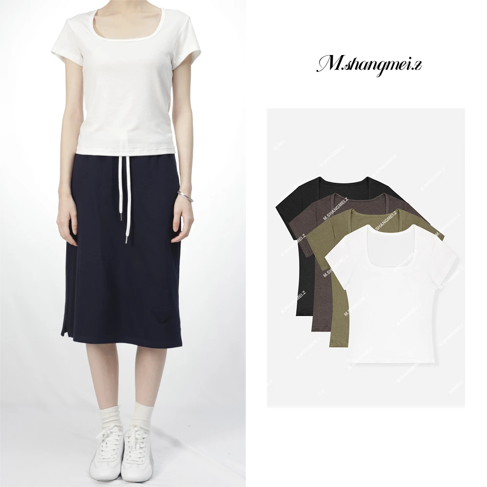 M.SHANGMEI.Z/沐熙美大哥清凉透气方领针织四色T恤X052519