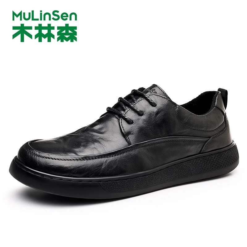 木林森冬季加绒豆豆鞋男士上班商务休闲鞋英伦高档防滑皮鞋不累脚