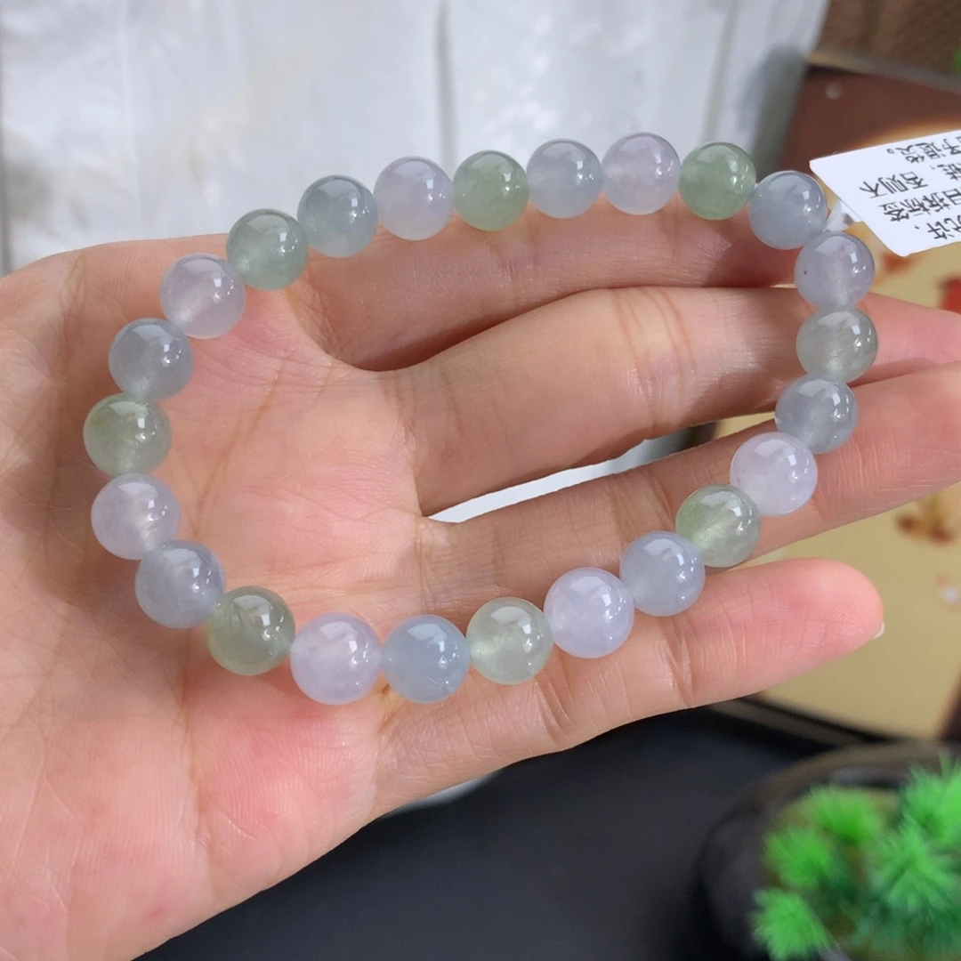 翡翠未镶嵌手串卡8冰胶马卡龙手串