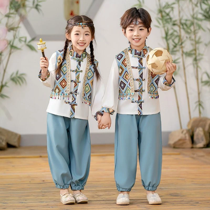 儿童少数民族广西三月三壮族傣族异域风男女汉服唐装春秋演出服装