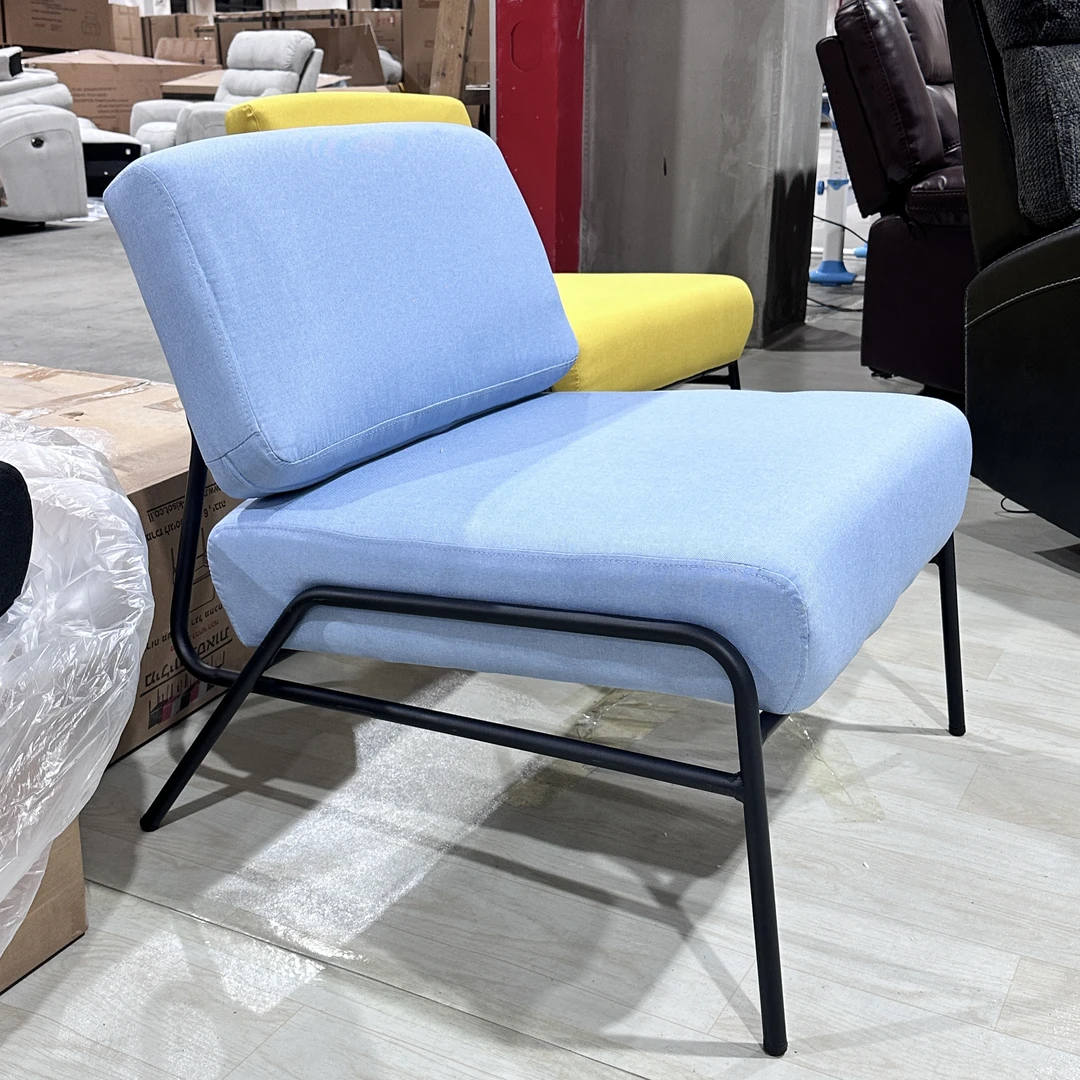 北欧单人休闲沙发铁艺躺椅现代客厅儿童懒人沙发布艺老虎椅XC