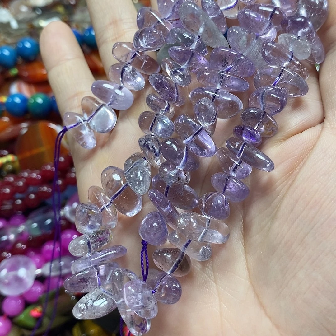 玛瑙/玉髓未镶嵌珠宝半成品紫水晶中孔一条卡18mm