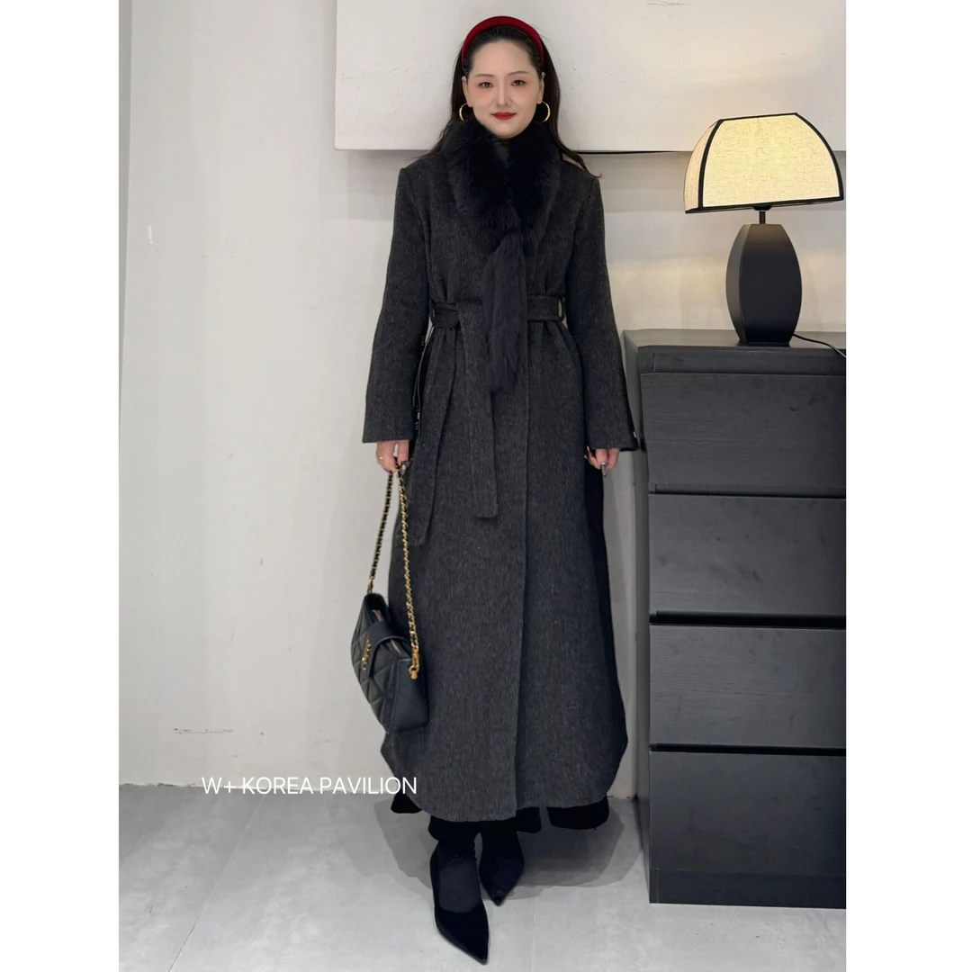 W+冬季新款时尚气质显瘦百搭设计师高级感双面羊毛大衣819