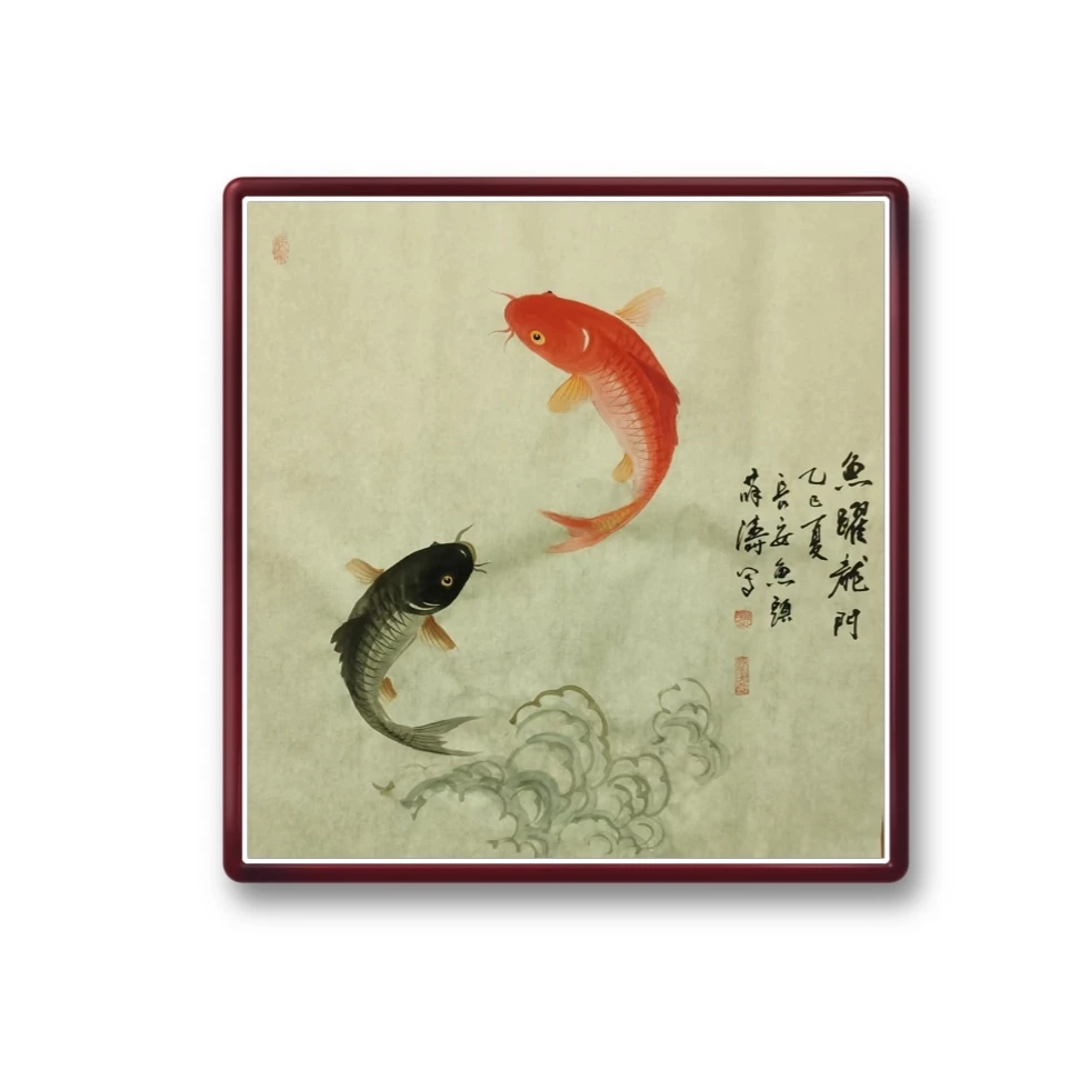 《鱼跃龙门》长安鱼头·薛涛 手绘国画鲤鱼、花鸟画作品。