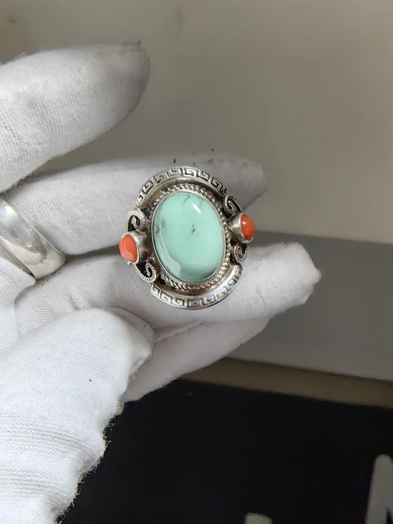 时尚复古手工制作松石戒指