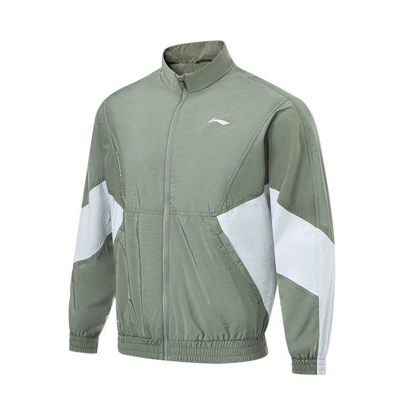 李宁男宽松型春季舒适透气上衣长袖休闲运动无帽风衣AFDT385