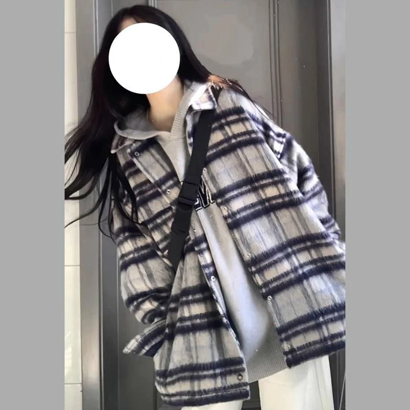 VOCKOO官方今年流行漂亮韩系穿搭春秋款格子外套女2025年秋冬季新