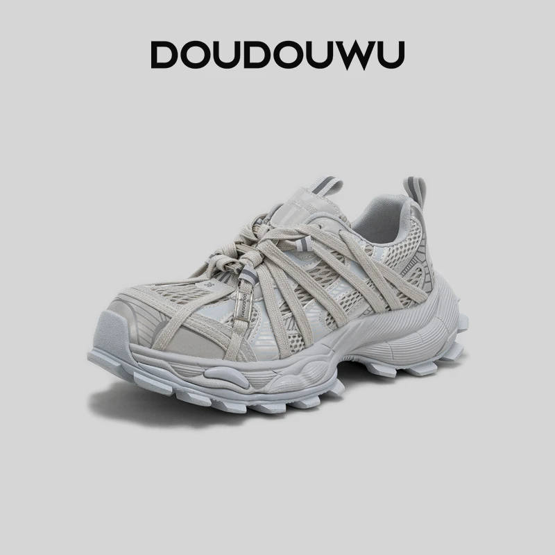 豆豆屋厚底老爹鞋女网面透气2025夏季新款韩版潮运动休闲松糕女鞋