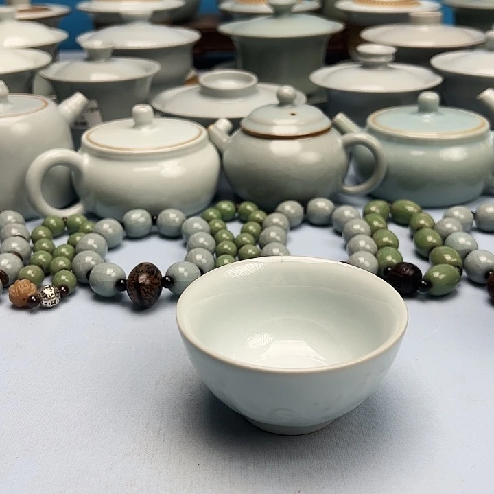 杯微暇月白釉鸡缸杯原矿原釉原产地