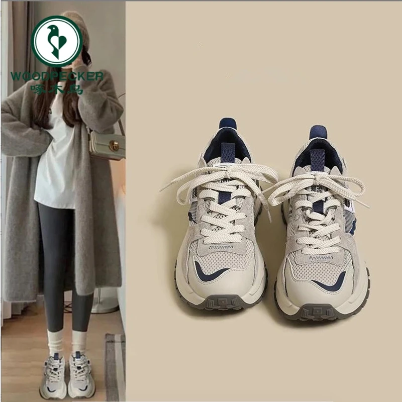 啄木鸟老爹鞋女款2025年新款百搭春秋女鞋阿甘鞋爆款运动鞋休闲鞋