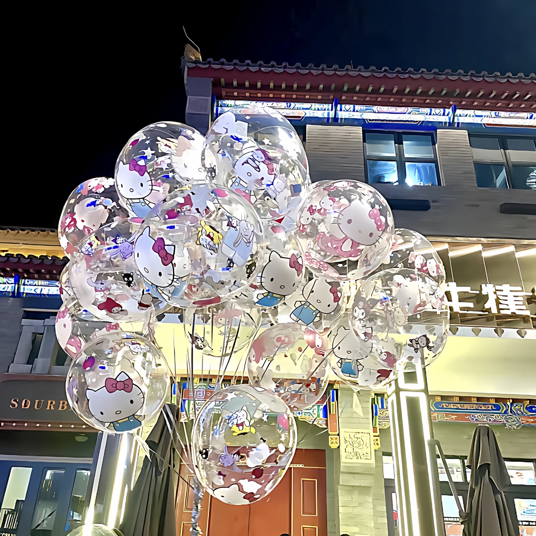hellokitty元旦跨年气球倒计时放飞透明印花波波球好朋友户外摆摊