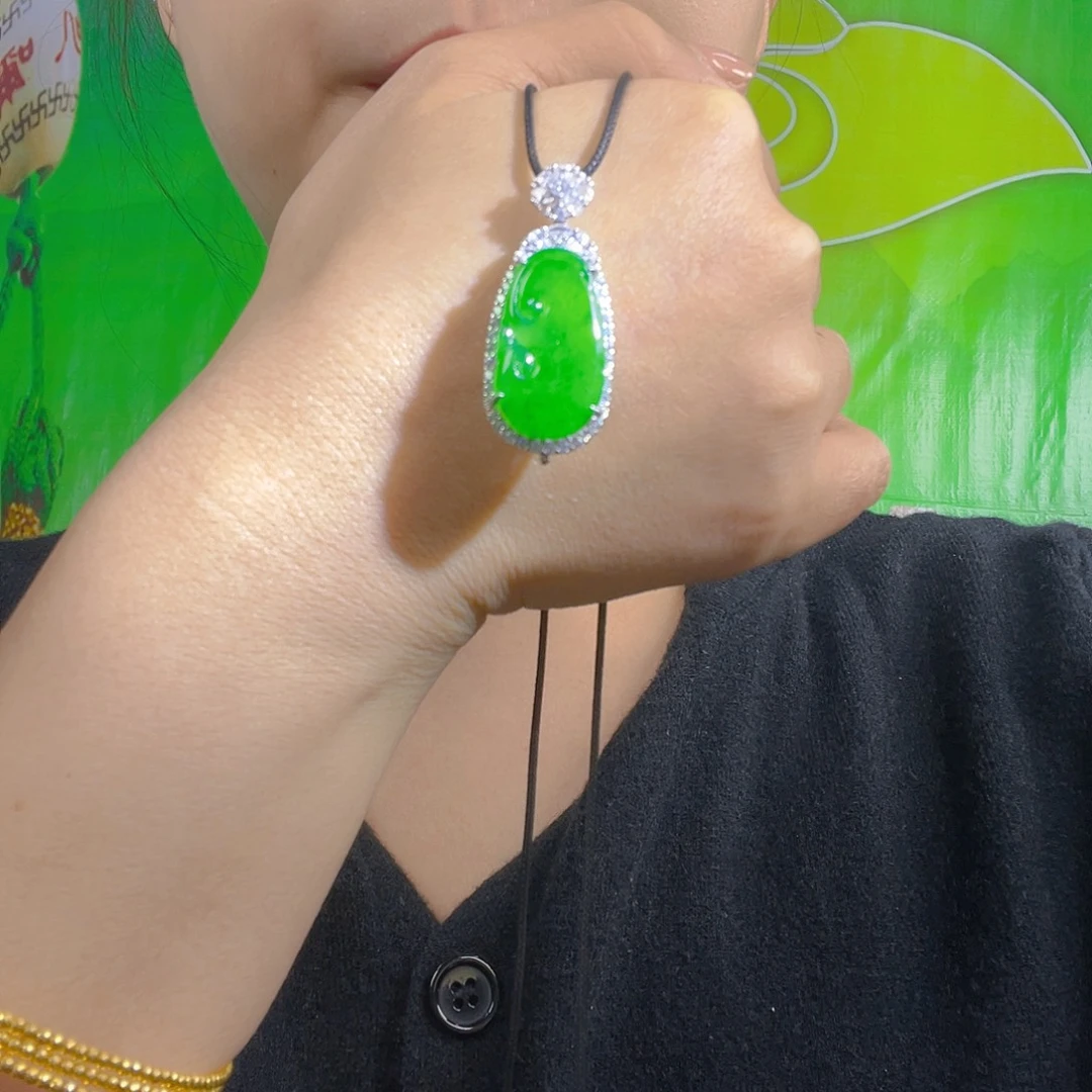 翡翠吊坠(不含链)银S925镶嵌