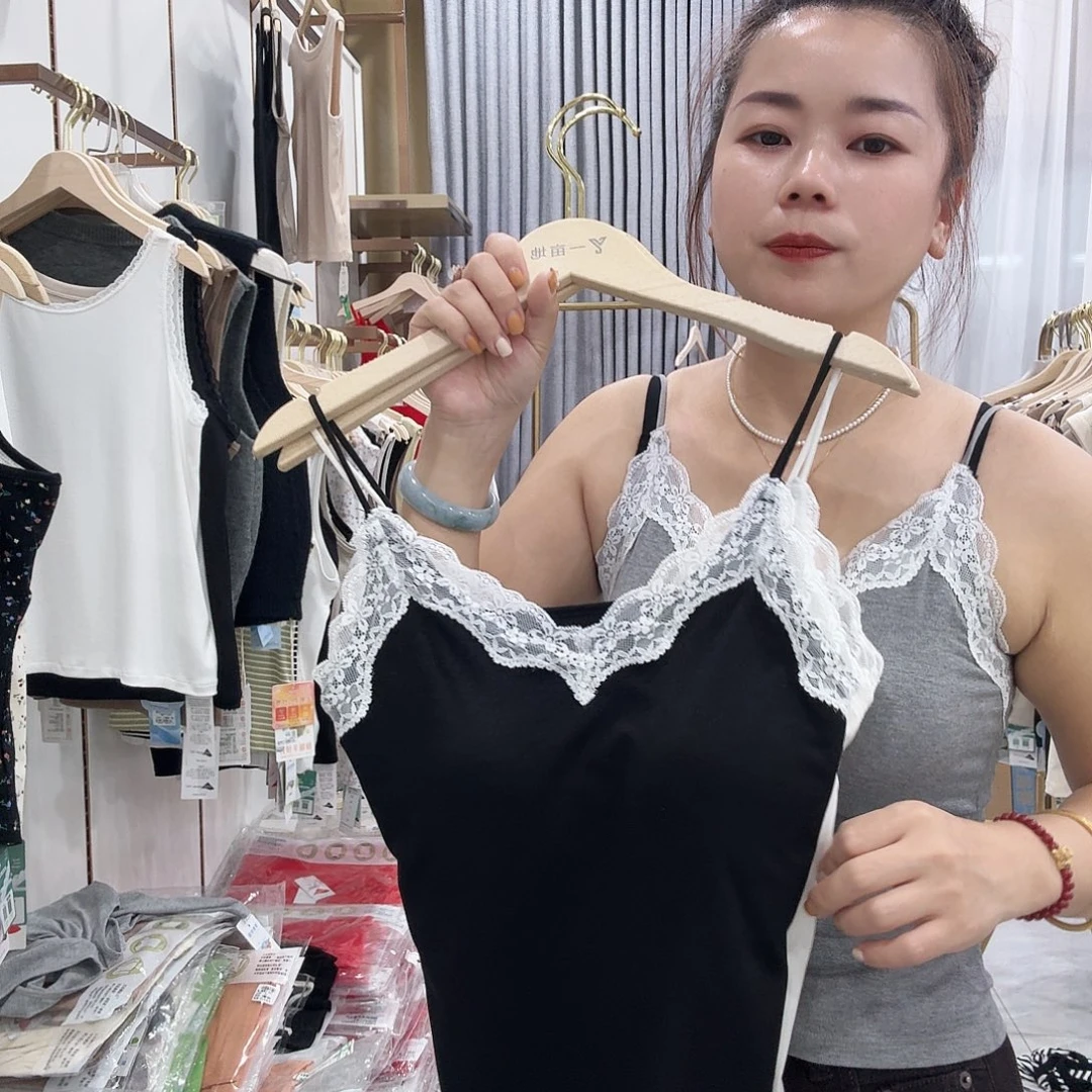 棉2518黑色带胸垫背心