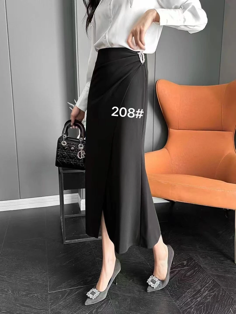 春秋季高腰显瘦垂感西装料直筒包臀气质中长款半身裙女