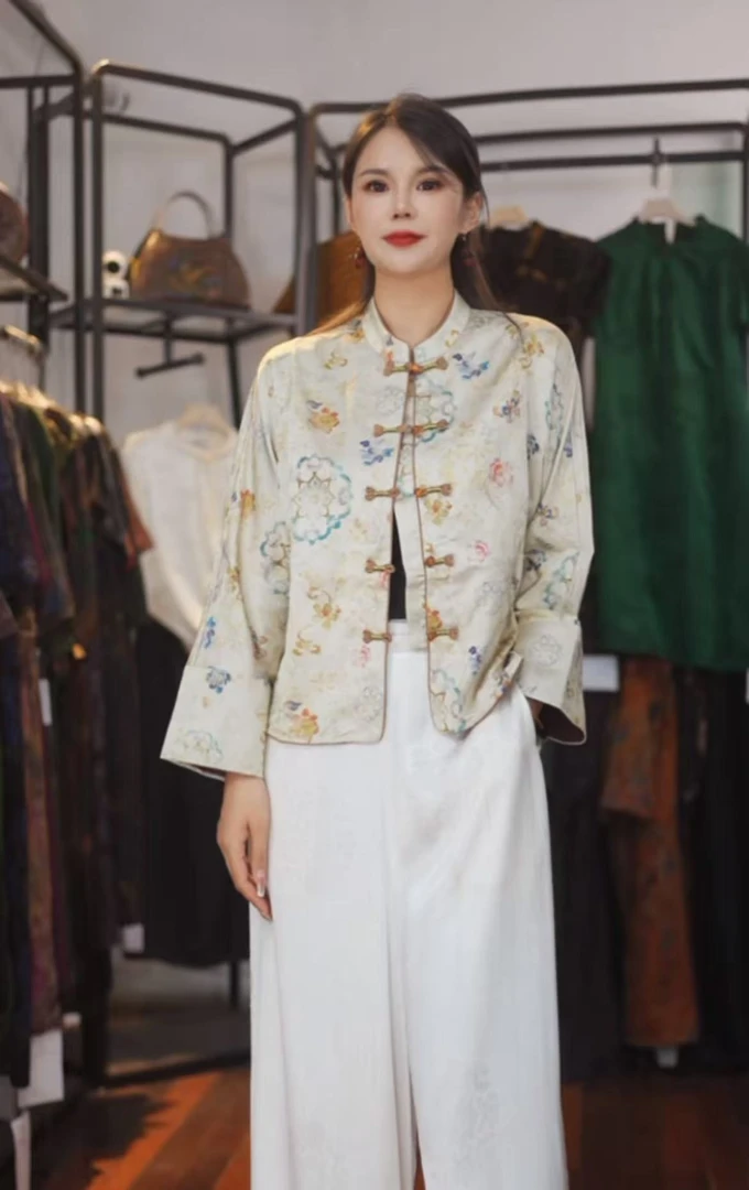 【繁花似锦外套】时尚短款宽松花纹新中式国风263-5830繁花似锦外套