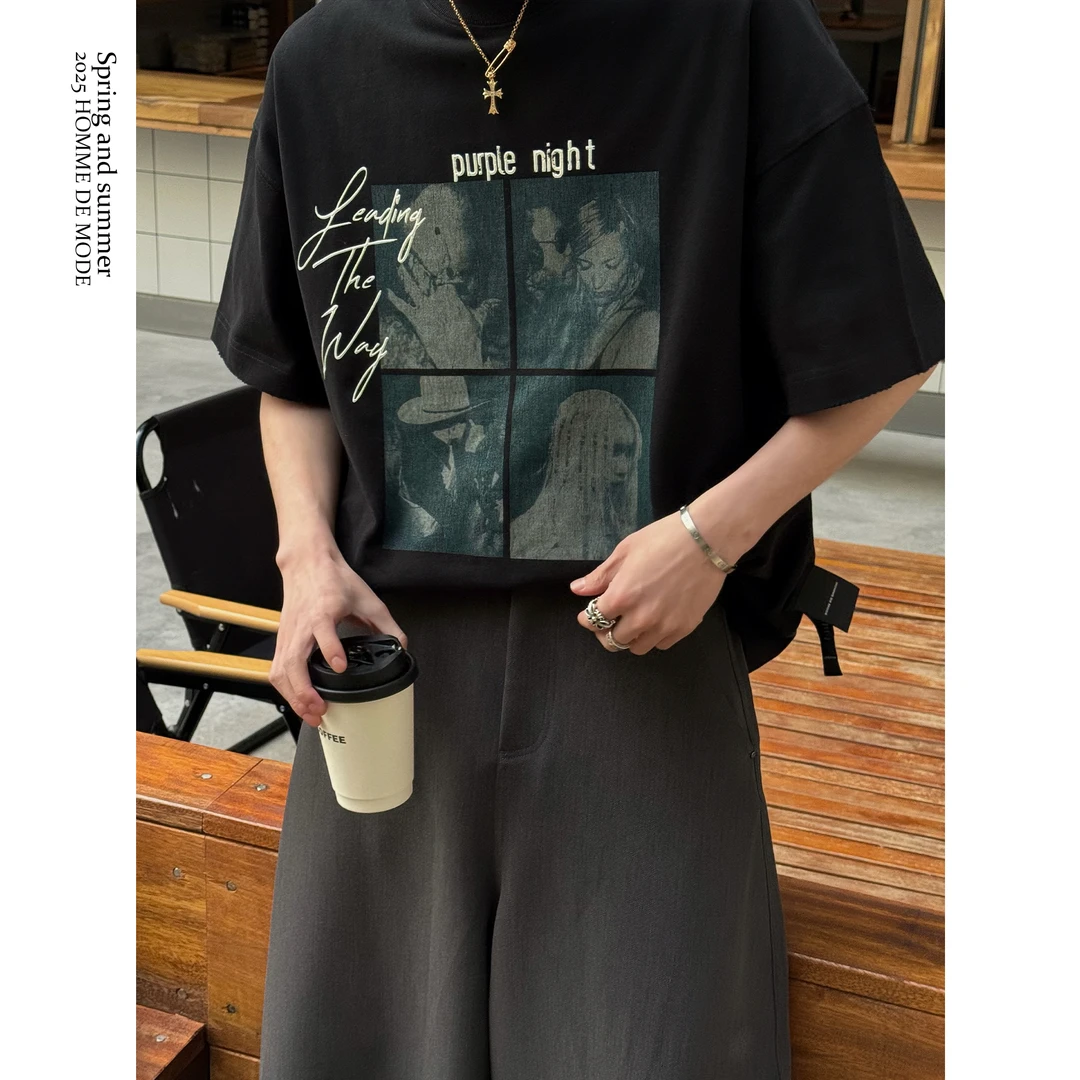 鸡哥哥25S/S 水墨浮雕印花 重磅400克磨毛臻棉 宽松廓形短袖T恤