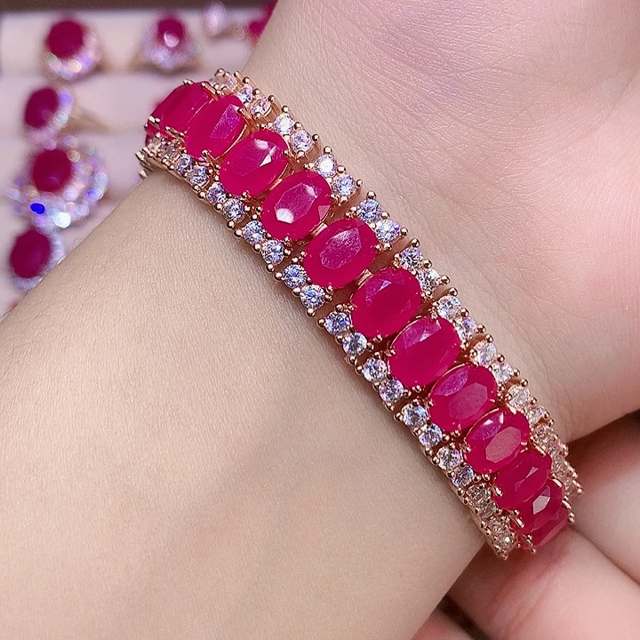 红宝石手链银S925镶嵌