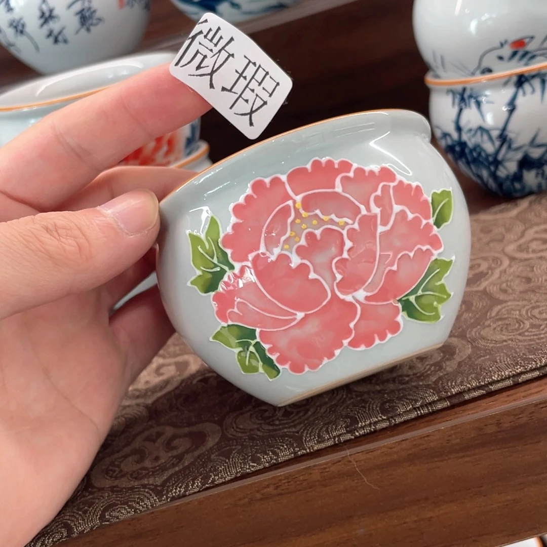 釉下手绘茶具微瑕