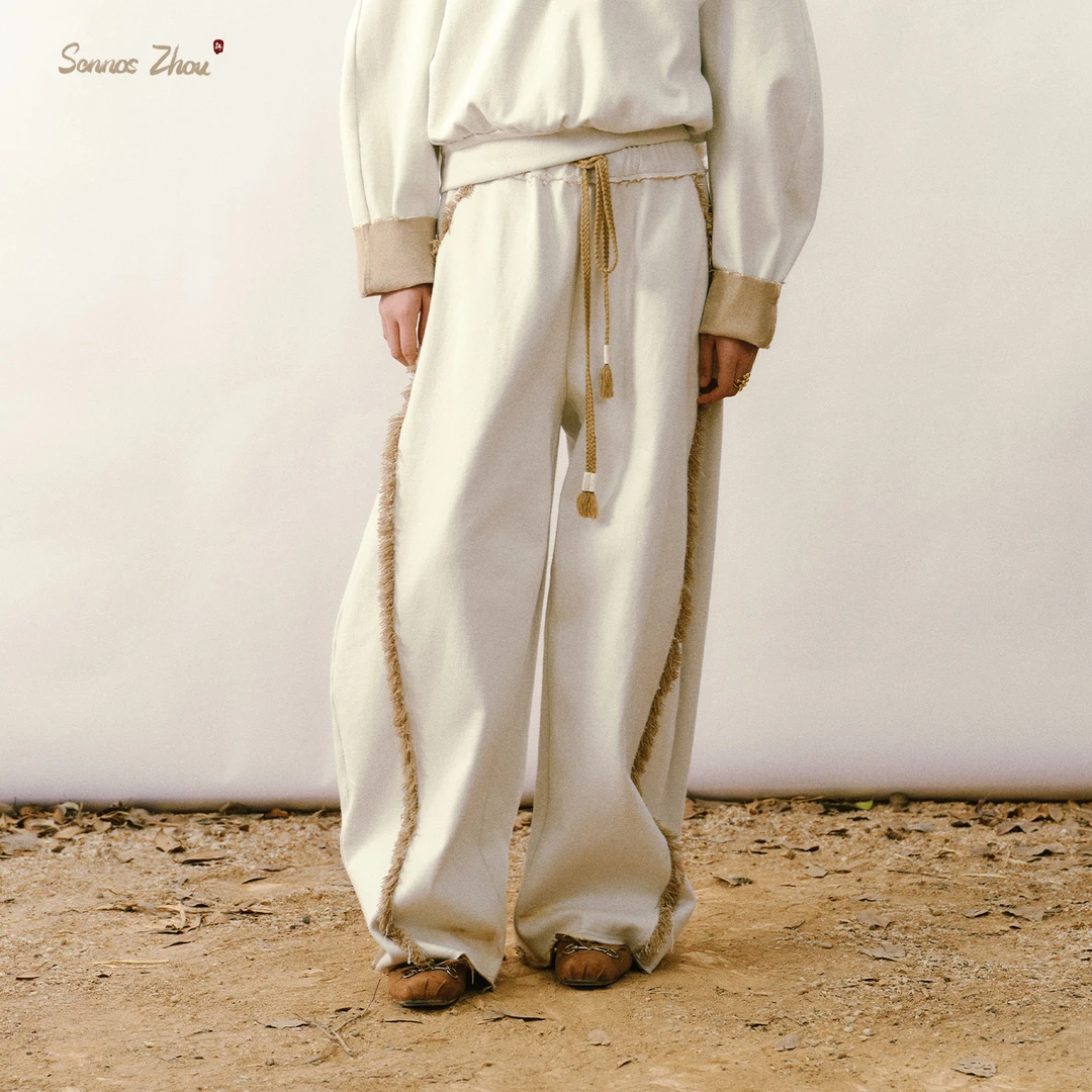 sennoszhou流云溯野弹力牛仔流苏阔腿裤Z54108