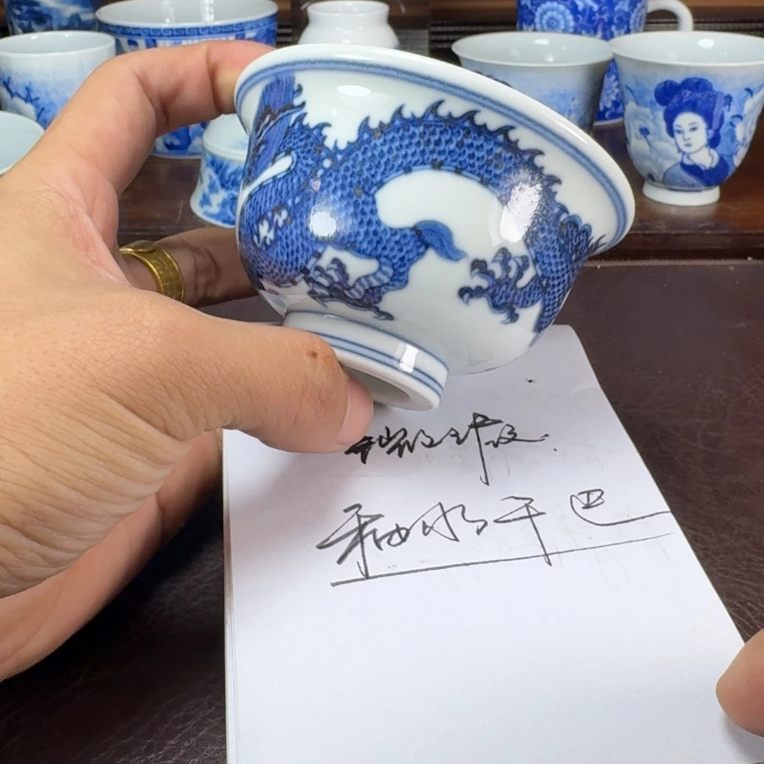 骑***者瓷片当代景德镇陶瓷手绘茶具