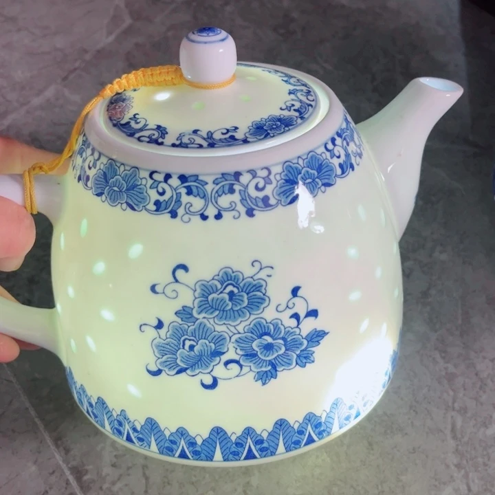 青花玲珑1.5升大茶壶