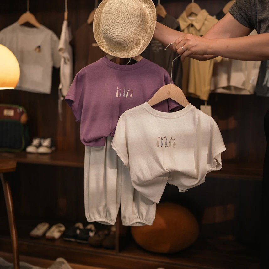 超凉爽哒儿童韩系印花宽松休闲短袖男女童洋气百搭圆领T恤2025夏